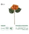 GloboStar® Artificial Garden ORANGE HYDRANGEA BRANCH 21179 Τεχνητό Διακοσμητικό Κλαδί Ορτανσίας Πορτοκαλί  Y47cm